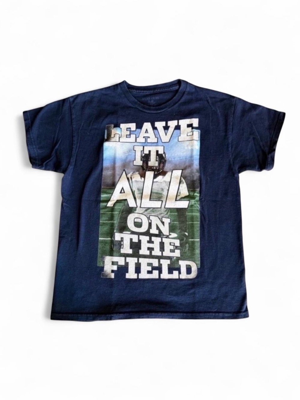Buzz Cuts Boys Navy Blue Football Graphic Tee Size 10
